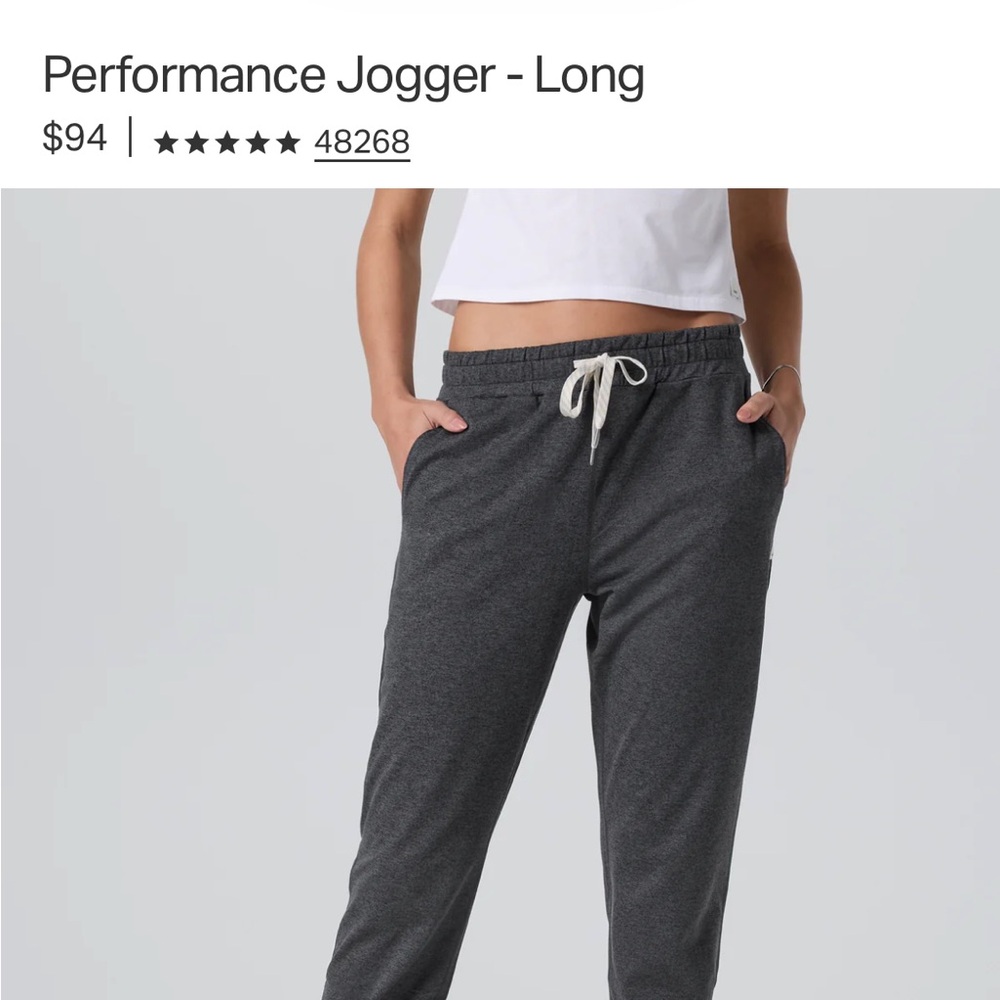 Vuori Gray Performance Jogger Pants - Long